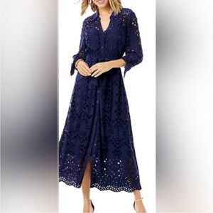 Lilly Pulitzer Amrita Midi Eyelet Dress with Tie Waist